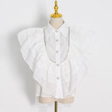 Casual Shirt For Women Lapel Sleeveless Solid Patchwork Ruffle Trim Blouses Female Summer Clothing Style New