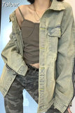 Women Jeans Coat American Retro Fashion Zipper Denim Jacket Spring New Female All Match Streetwear