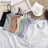 Women Sling New Summer Fashion All-match Soft Chic Crop Top Womens Casual Knitting Camis Breathable Slim High