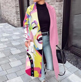 New 2025 Autumn Women's Long-Sleeved Collar Coat Prints The Long
