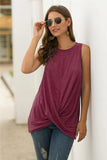 Top Women Sleeveless Top Summer Solid Tees Elegant Tie Tank Tops Casual O-neck Female tshirt Lady Camis