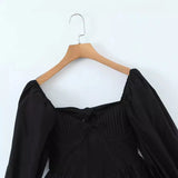 And Winter New Three-Dimensional Steel Trap Chest Pleated Back Long-Sleeved Dress-Outfit