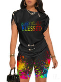 Women's Temperament Commuting Trousers Round-Neck Short-Sleeved Set In Autumn