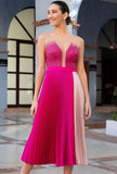 Formal Contrast Pleated Sleeveless Skater