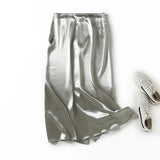 New Satin Champagne Medium-Long Fashionable Half Skirt-Outfit
