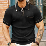 Men's New Summer Knits Clip Short Sleeve Business Polo Shirt Men's