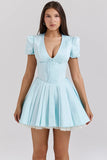 French Sweet Mashed Flower Bubble Sleeve Dress Summer Ballet Dopamine Wearing Waist Babes A