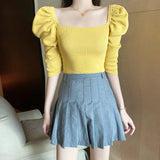 Style With Fashion Bubble In Short Sleeves Of Short Summer Collarbone Repair On The Bottom