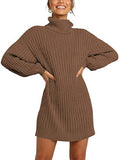 Toloer And Winter New Women's Turtleneck Medium Long Sweater Sweater