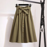 Skirts Fashion 2019 High Waist Skirt Women Spring Summer Midi Skirts Womens Elastic Waist A Line Ladies Skirts With