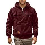 Men's Casual Coat Hooded Autumn And Winter Tunic Station Multi-Pocket