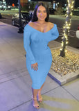 Knitting V-Neck Long Bodycon