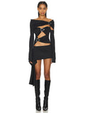 Women's New Sexy Shoulder Hollow Dress Metal Buckle Decoration Ribbon Bag Ass Dress Dress Dress