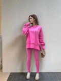 Autumn And Winter Women's Leisure Loose Long-Sleeved Collar Open Fork Tight Trouser Trouser