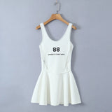 Spring Style Lace U-Collar Digital Printing Sports Style Slim Dress Short Skirt-Outfit