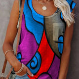 Tops Summer Loose Tank Top Color Printed Sleeveless Tee Shirts Sexy Tops Casual 5XL Ladies Vest Singlets