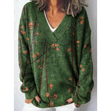 Christmas Abstract 3D Print Big V-Neck Long-Sleeved