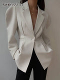 Black Spring Blazer For Women Notched Collar Long Sleeve Slim Solid Minimalist Fashion Blazers Female Clothing