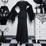 Autumn New Fashion Temperament Slim Dress Adams Bat Sleeve Fishtail Dress-Outfit