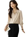Toloer 2025 New Solid Color Shirt Slim Fashion Shirt Elegant Temperament Commuting OL Chiffon