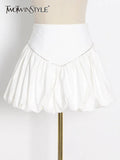 Black Patchwork Diamond Mini Skirt For Women High Waist Ball Gown Casual Loose Skirts Female Fashion Clothing