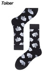 Harajuku Style Men Socks Black White Plaid Dot Cat Pattern Happy Socks New 2023 Hip Hop Combed Cotton