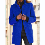 Autumn And Winter Women's New Ebay Retro Solid Color Button Collar Hair