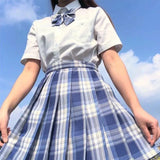 Women Jk Skirts High Waist Students School Uniform Pleated A-Line Mini Plaid Harajuku Preppy