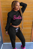 Casual Letter Printed Rouned Neck Long Sleeve Sweatshirt And Sweatpants 2 Piece