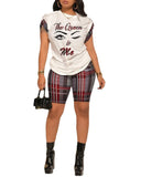 Women's Temperament Commuting Trousers Round-Neck Short-Sleeved Set In Autumn