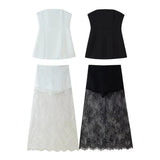 Women's Summer New Fashion Temperament Sexy Waist-Waster Waist-And-Trace Lace Skirt Dress