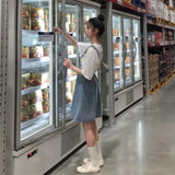 Women Denim Sleeveless Srap Ulzzang Kawaii Popular Solid Girls Student Summer Newest All-match High Waist Ins Chic