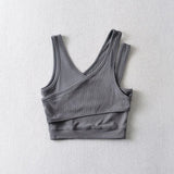 Camis Solid Knit Short Hollow Out Sleeveless Tank Tops Women's Crop Top-Outfit