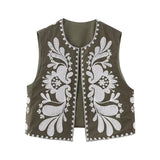 Explosion Women's ZA Fashionless Sleeveless Embroidered Vest Women's