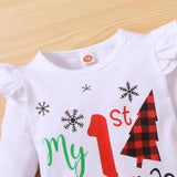 Baby Girl Christmas Print Two Piece Skirt Set with