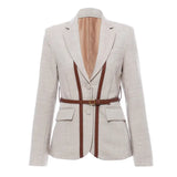 Women Split Pu Leather Brief Short Blazer New Lapel Long Sleeve Loose Fit Jacket Fashion Tide Spring Autumn 2023