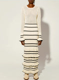 Leaf Side Knitted Dress Autumn And Winter 2025 Impact Color Splicing Elegant Retro