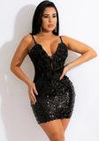 Sexy Sequins V-neck Straps Slim Night Club