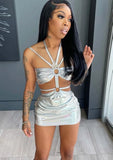 Metallic Sexy Keyhole Hollow Out Strap Mini Party
