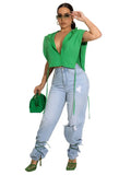 Spring Summer Crop Tops 2022 Womens Fashion Streetwear Lace Up Tops Green Pink Black Tank Top Zipper Crop Vest