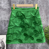 Solid Slim Skirt For Women High Waist Patchwork Appliques Floral Mini Skirts Female Summer Clothes Fashion New