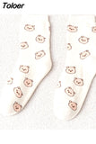 1pair Cute Cartoon Women's Cotton Socks Kawaii Rabbit Sheep Giraffe Pattern Socks Funny Happy Harajuku Female