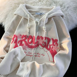 Coat Women Spring And Autumn Wear Oversize Loose Lazy Wind Printed Towel Embroidered Hooded