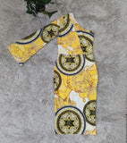 Casaul Retro Print One Shoulder Long