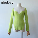 knitting fashion women clothes sqaure collar flare sleeves knits pullover slim elastic fits normal size sping