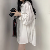 Korean Chic Sunscreen Shirt Women Solid Silk Slip Feeling Loose Long-Sleeved Shirt