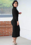 Turtleneck Cut Out Mature Midi