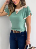 Women's Fashion Ruffled Short Sleeves Chiffon Tops Casual Slim Fit Shirts Blouse Blusas Mujer De Moda 2020