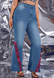 Blue High Waist Bell Bottom Baggy