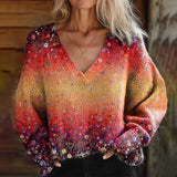 Explosion Autumn And Winter Loose V Collar Blouse Casual Shoulder Women's Coarse Needles And